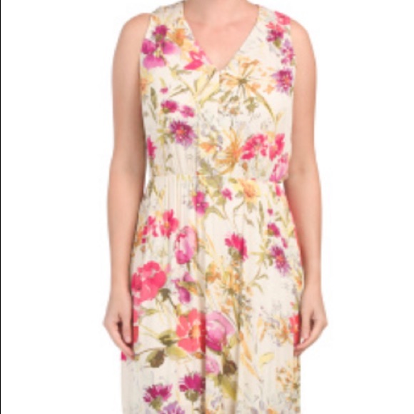 ECI Printed CRINKLE button front maxi dress S - Picture 4 of 11